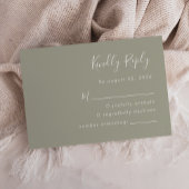 Modern Script Sage Green Wedding RSVP Kaartje