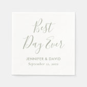 Modern Script Sage Green Wedding Servet (Voorkant)
