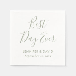 Modern Script Sage Green Wedding Servet