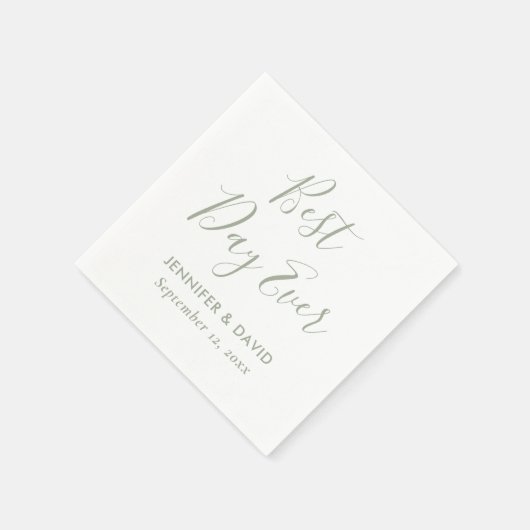 Modern Script Sage Green Wedding Servet (Hoek)