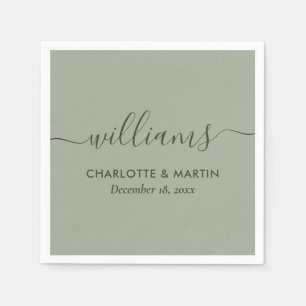 Modern Script Sage Green Wedding Servet