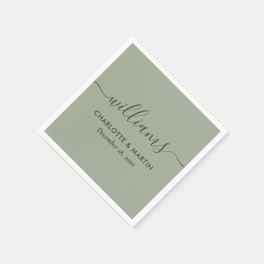 Modern Script Sage Green Wedding Servet (Hoek)