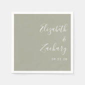 Modern Script Sage Green Wedding Servet (Voorkant)