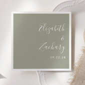 Modern Script Sage Green Wedding Servet