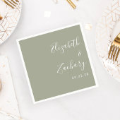 Modern Script Sage Green Wedding Servet