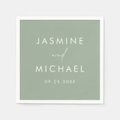 Modern Script Sage Green Wedding Servet (Voorkant)