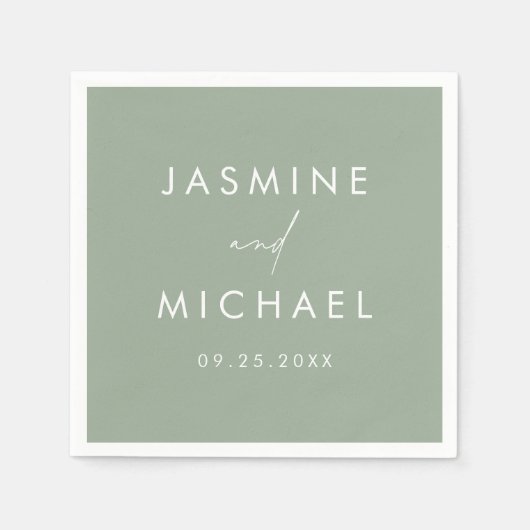 Modern Script Sage Green Wedding Servet (Voorkant)
