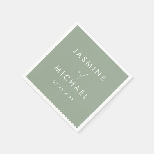 Modern Script Sage Green Wedding Servet (Hoek)