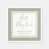 Modern Script Sage Green Wedding Servet (Voorkant)