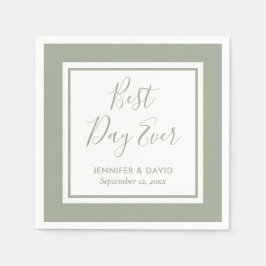 Modern Script Sage Green Wedding Servet