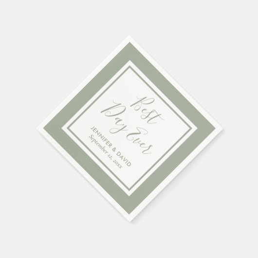 Modern Script Sage Green Wedding Servet (Hoek)