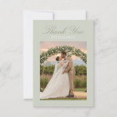Modern Script Sage Green Wedding Thank You Card Bedankkaart (Voorkant)