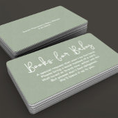 Modern Script Sage Groen Baby shower Boekaanvraag Informatiekaartje