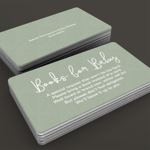 Modern Script Sage Groen Baby shower Boekaanvraag Informatiekaartje