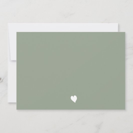 Modern script Sage groen Baby shower Kaart (Achterkant)