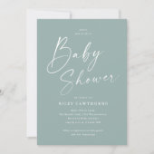 Modern Script Sage Groen Baby shower Kaart (Voorkant)