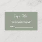 Modern Script Sage Groen Baby shower Luier Raffle Informatiekaartje (Voorkant)