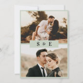 Modern Script Sage groen Fotobruiloft Kaart (Achterkant)