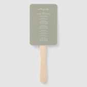 Modern Script Sage Groen Huwelijksprogramma Handwaaier (Achterkant)