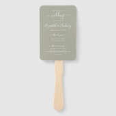 Modern Script Sage Groen Huwelijksprogramma Handwaaier (Voorkant)