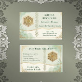 Modern Script Sage Groene Borduurwerk Studio Logo Visitekaartje