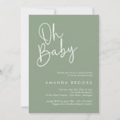 Modern Script Sage Oh Baby Eenvoudig Baby shower Kaart (Voorkant)