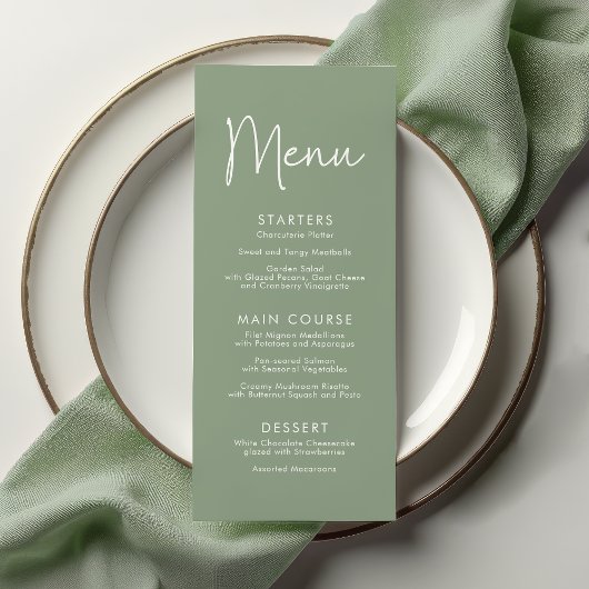 Modern Script Sage Oh Baby Eenvoudig Baby shower Menu