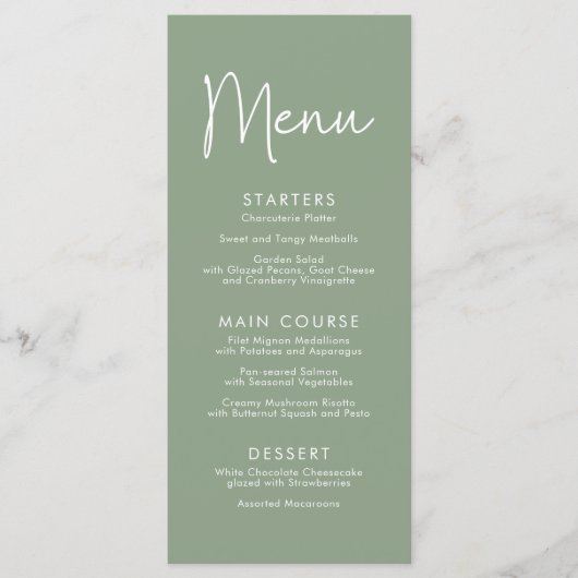 Modern Script Sage Oh Baby Eenvoudig Baby shower Menu (Voorkant)