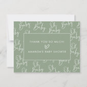 Modern Script Sage Oh Baby Eenvoudig Baby shower P Bedankkaart (Voorkant)