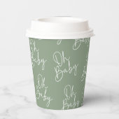 Modern Script Sage Oh Baby Eenvoudig Baby shower Papieren Bekers (Achterkant)