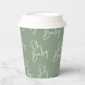 Modern Script Sage Oh Baby Eenvoudig Baby shower Papieren Bekers (Voorkant)