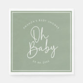 Modern Script Sage Oh Baby Eenvoudig Baby shower Servet (Voorkant)