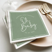 Modern Script Sage Oh Baby Eenvoudig Baby shower Servet