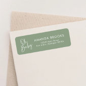 Modern script Sage Oh Baby Eenvoudig retouradres Etiket
