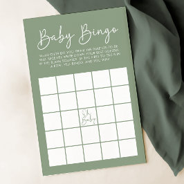 Modern Script Sage Oh Baby shower Baby Bingogame