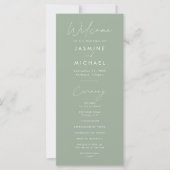 Modern Script Salie Groene Huwelijksprogramma (Voorkant)