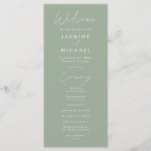 Modern Script Salie Groene Huwelijksprogramma (Voorkant)