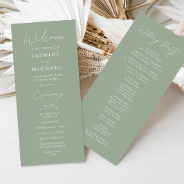 Modern Script Salie Groene Huwelijksprogramma