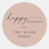 Modern script | Salmon Prettige feestdagen Holiday Ronde Sticker (Voorkant)