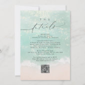 Modern Script Sand Hearts Beach Wedding Alles in é Kaart (Achterkant)