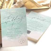 Modern Script Sand Hearts Beach Wedding Alles in é