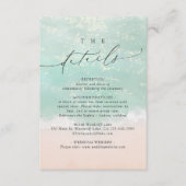Modern Script Sand Hearts Beach Wedding Details Informatiekaartje (Voorkant)
