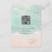 Modern Script Sand Hearts Beach Wedding Details Informatiekaartje (Achterkant)