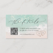 Modern Script Sand Hearts Beach Wedding Details Plaatskaartje (Voorkant)