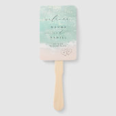 Modern Script Sand Hearts Beach Wedding Program Handwaaier (Voorkant)