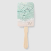 Modern Script Sand Hearts Beach Wedding Program Handwaaier (Voorkant)