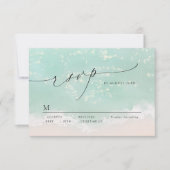 Modern Script Sand Hearts Beach Wedding RSVP (Voorkant)
