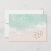 Modern Script Sand Hearts Beach Wedding RSVP Kaartje (Achterkant)