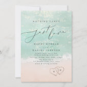 Modern Script Sand Hearts Niets Fancy Alleen Liefd Kaart (Voorkant)