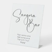 Modern Script Sangria Bar Reclamebord Met Voetstuk (Voorkant)
